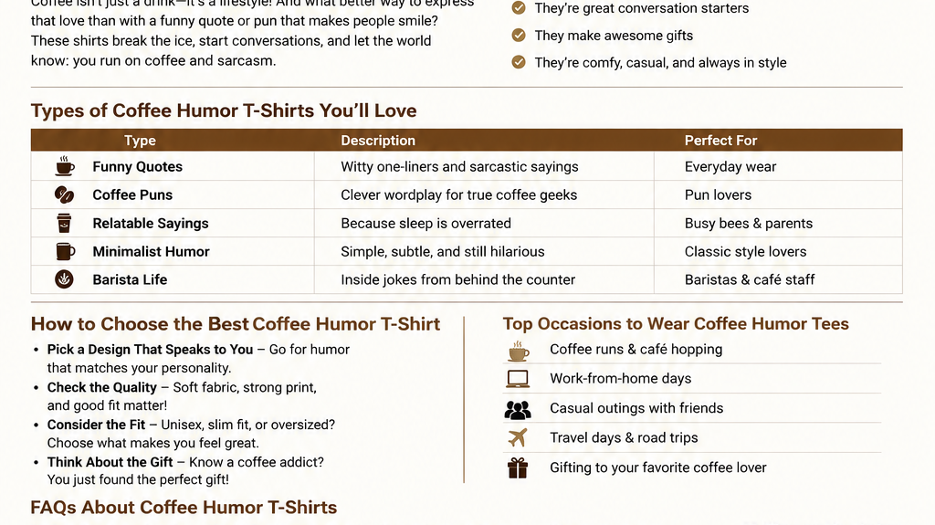Coffee Humor T-Shirts: 17 Brilliant Ways to Brew Style, Laughs, and Everyday Comfort