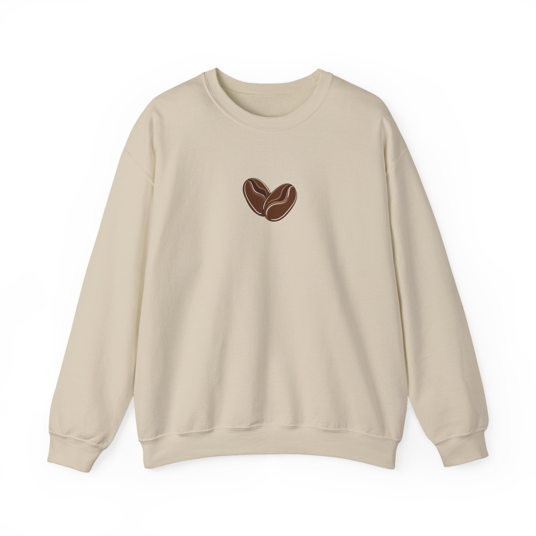Brevity Brew Coffee Bean Heart Sweatshirt – Minimalist Cotton Crewneck