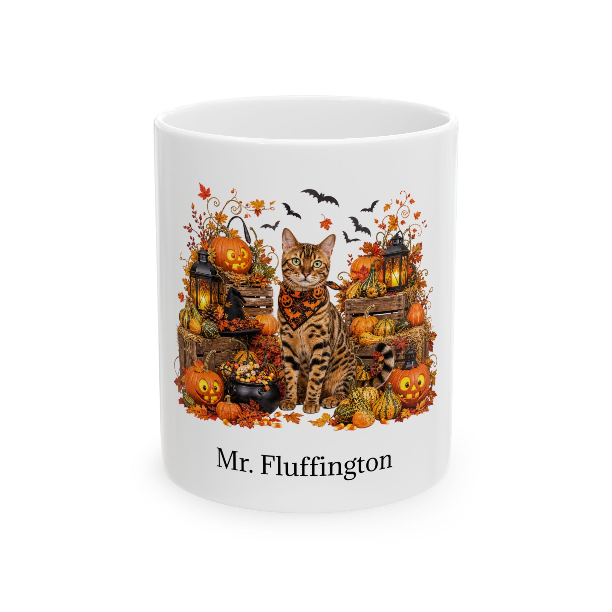 Personalized Bengal Cat Halloween Mug – Custom Name