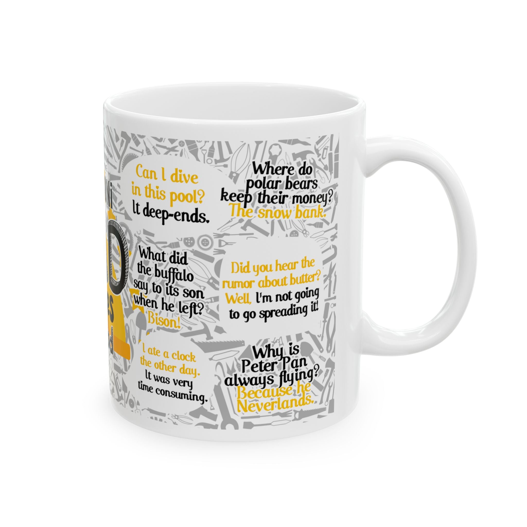 Dad Jokes Ahead Ceramic Mug | Humorous Office Coffee Cup for Men (11oz/15oz)