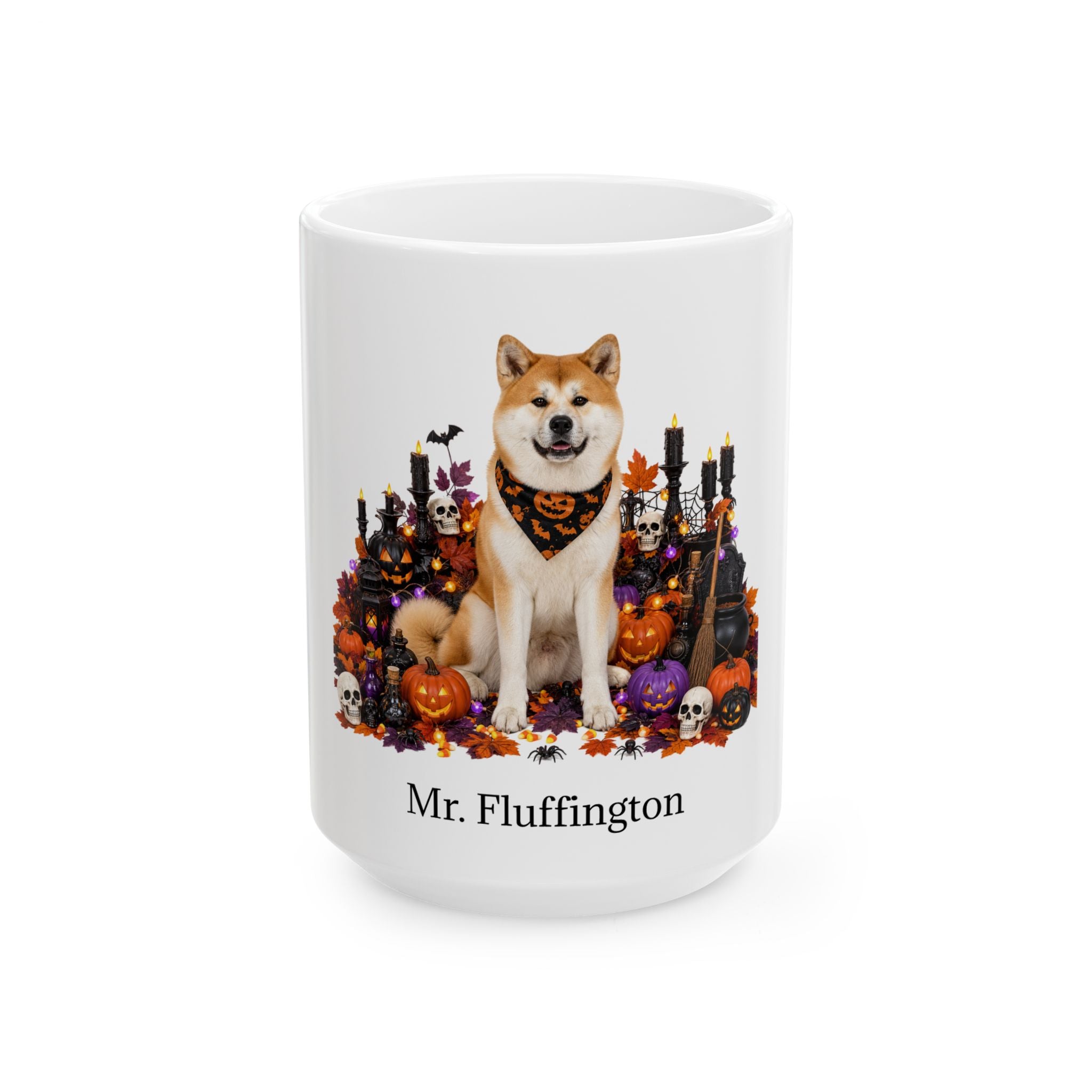 Personalized Akita Dog Mug – Custom Pet Name Halloween Gift