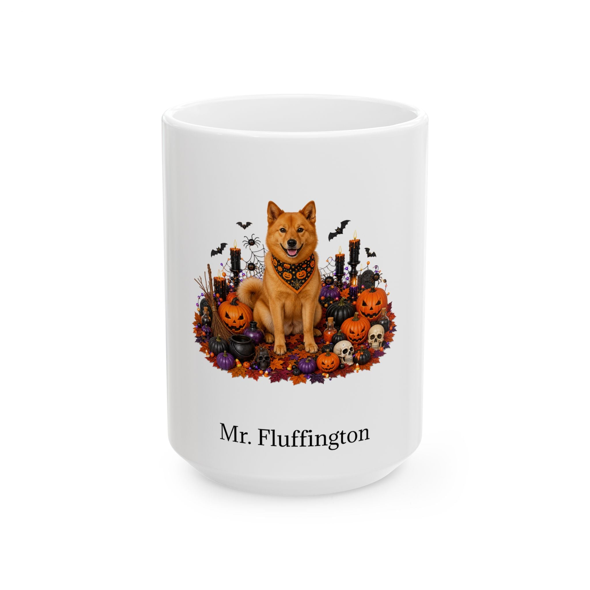 Personalized Finnish Spitz Dog Mug – Custom Pet Name Halloween Gift