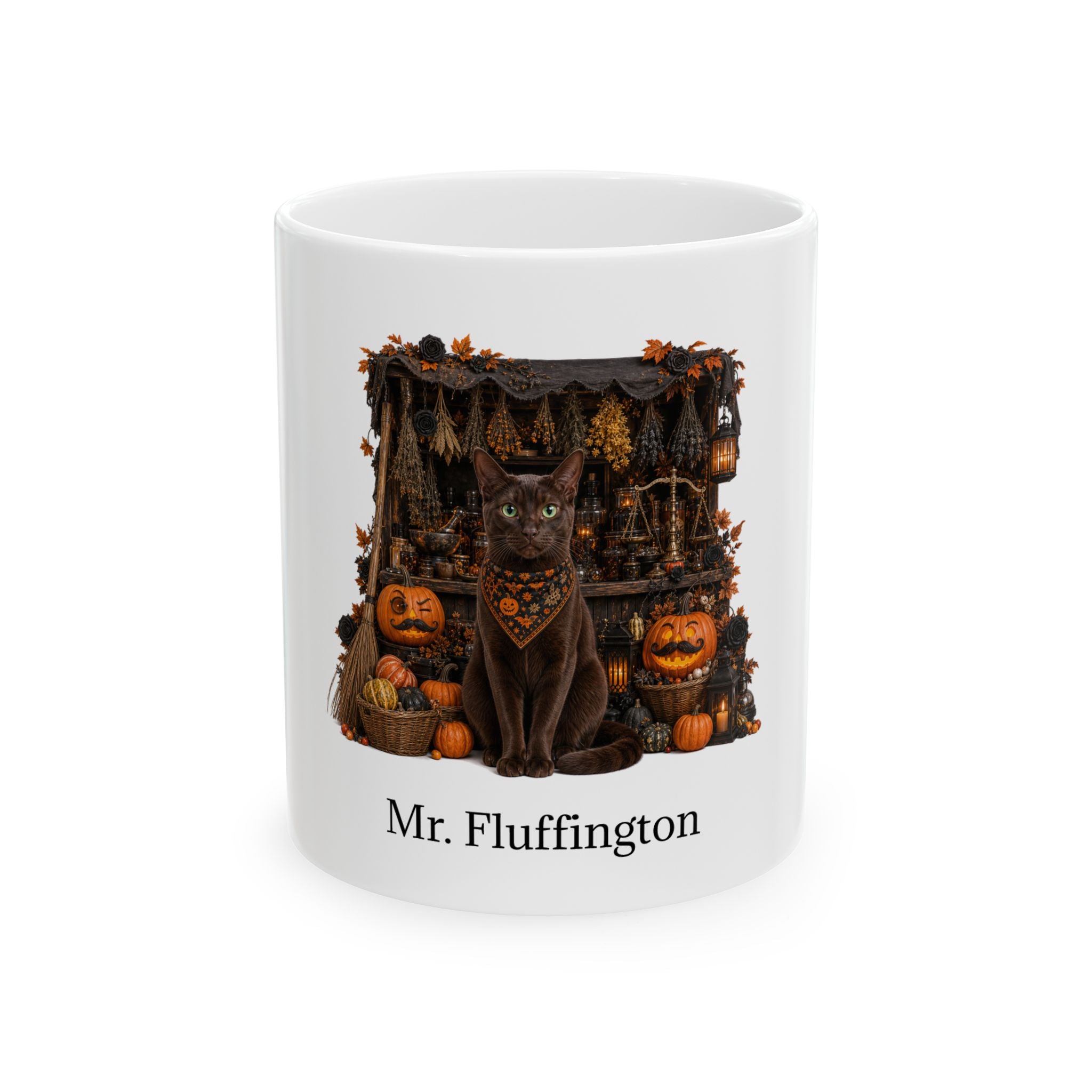 Personalized Havana Brown Cat Halloween Mug – Custom Name