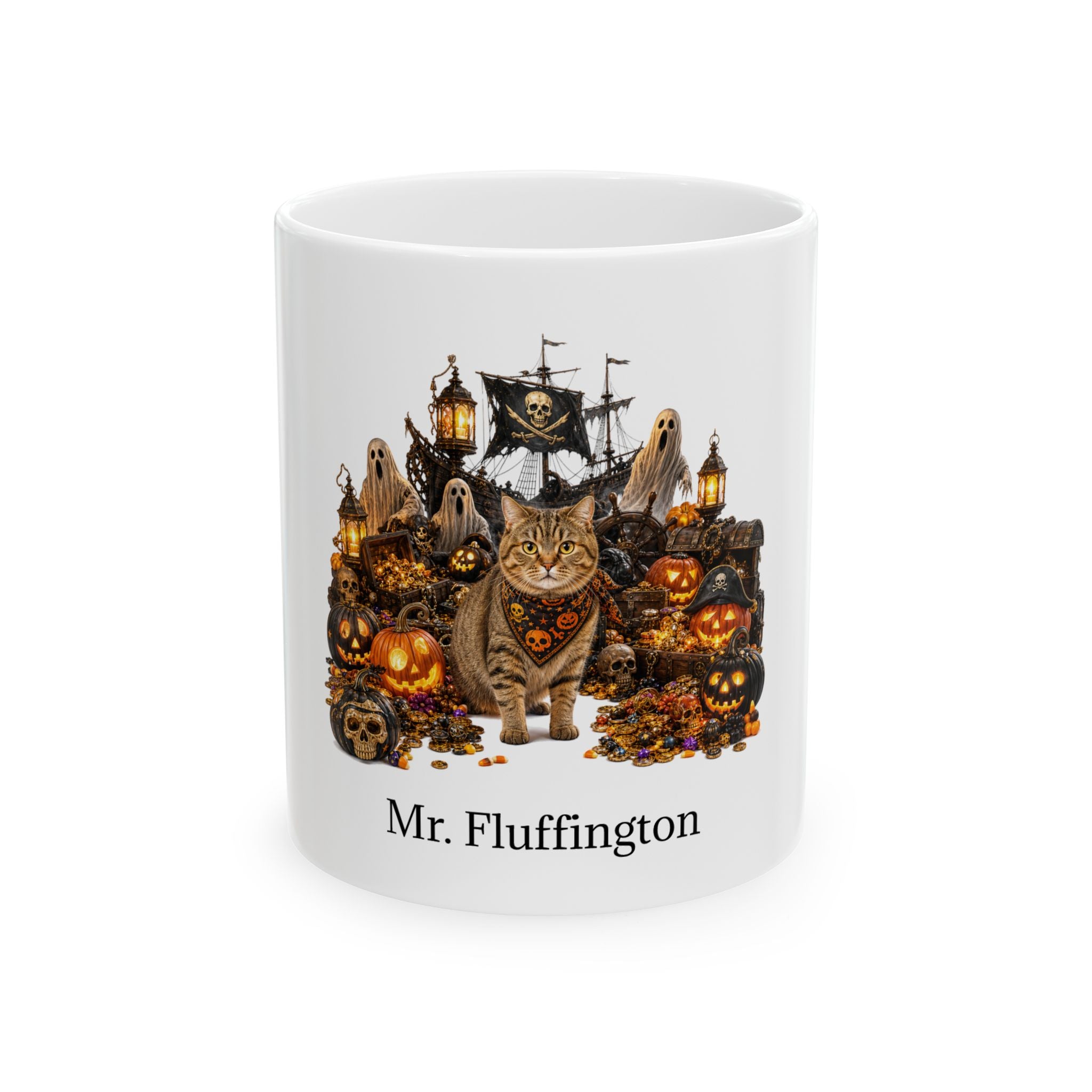 Personalized Manx Cat Halloween Mug – Custom Name