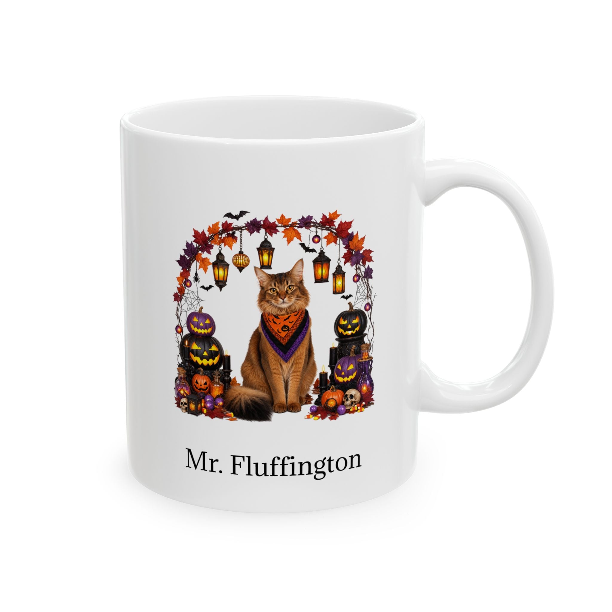 Personalized Somali Cat Halloween Mug – Custom Pet Name Gift