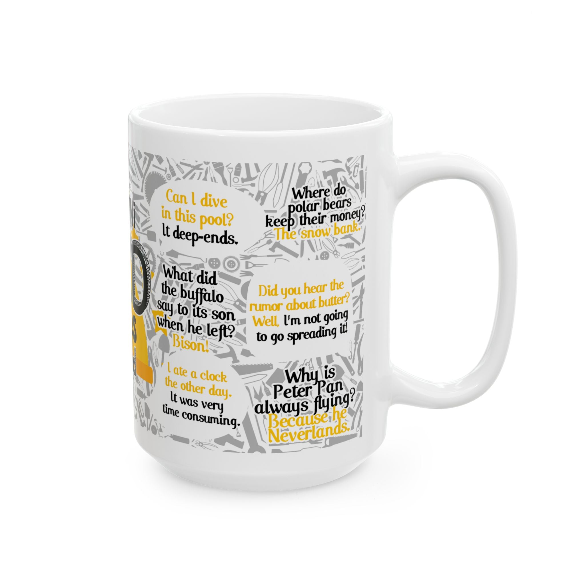 Dad Jokes Ahead Ceramic Mug | Humorous Office Coffee Cup for Men (11oz/15oz)