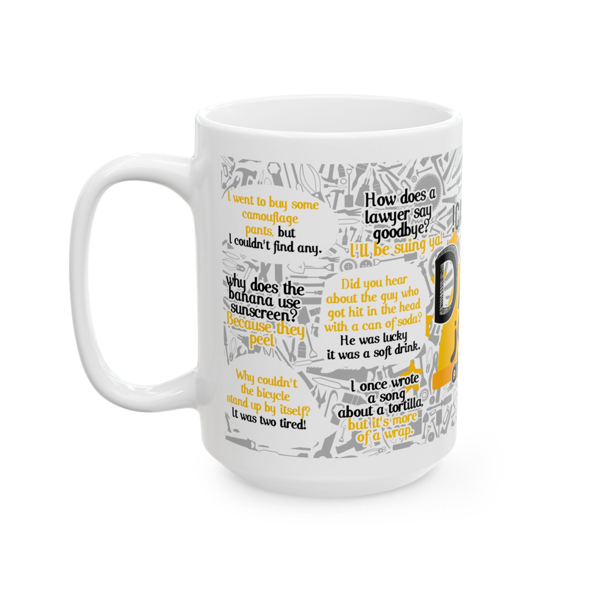 Dad Jokes Ahead Ceramic Mug | Humorous Office Coffee Cup for Men (11oz/15oz)