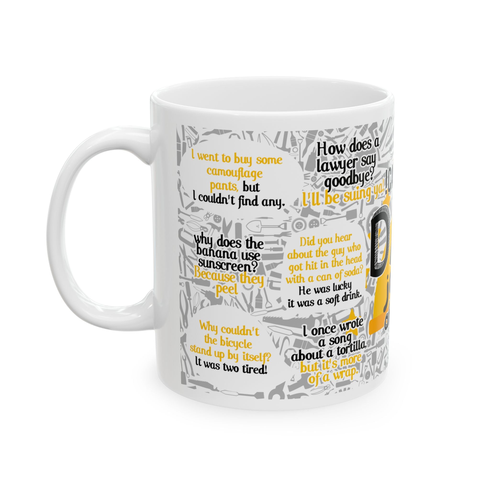 Dad Jokes Ahead Ceramic Mug | Humorous Office Coffee Cup for Men (11oz/15oz)