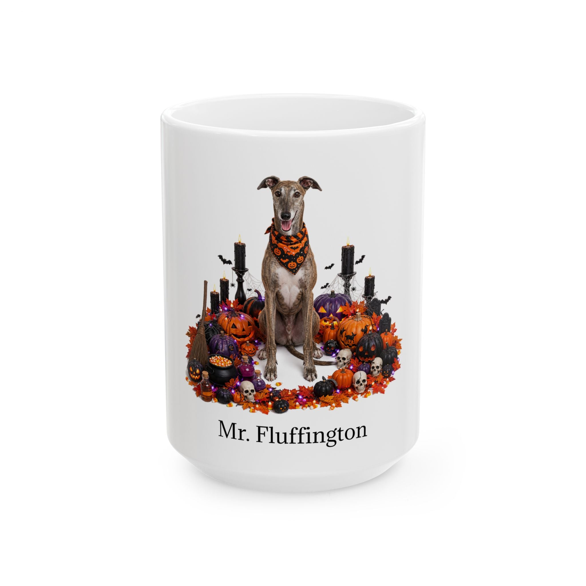 Personalized Greyhound Halloween mug, alternate product view