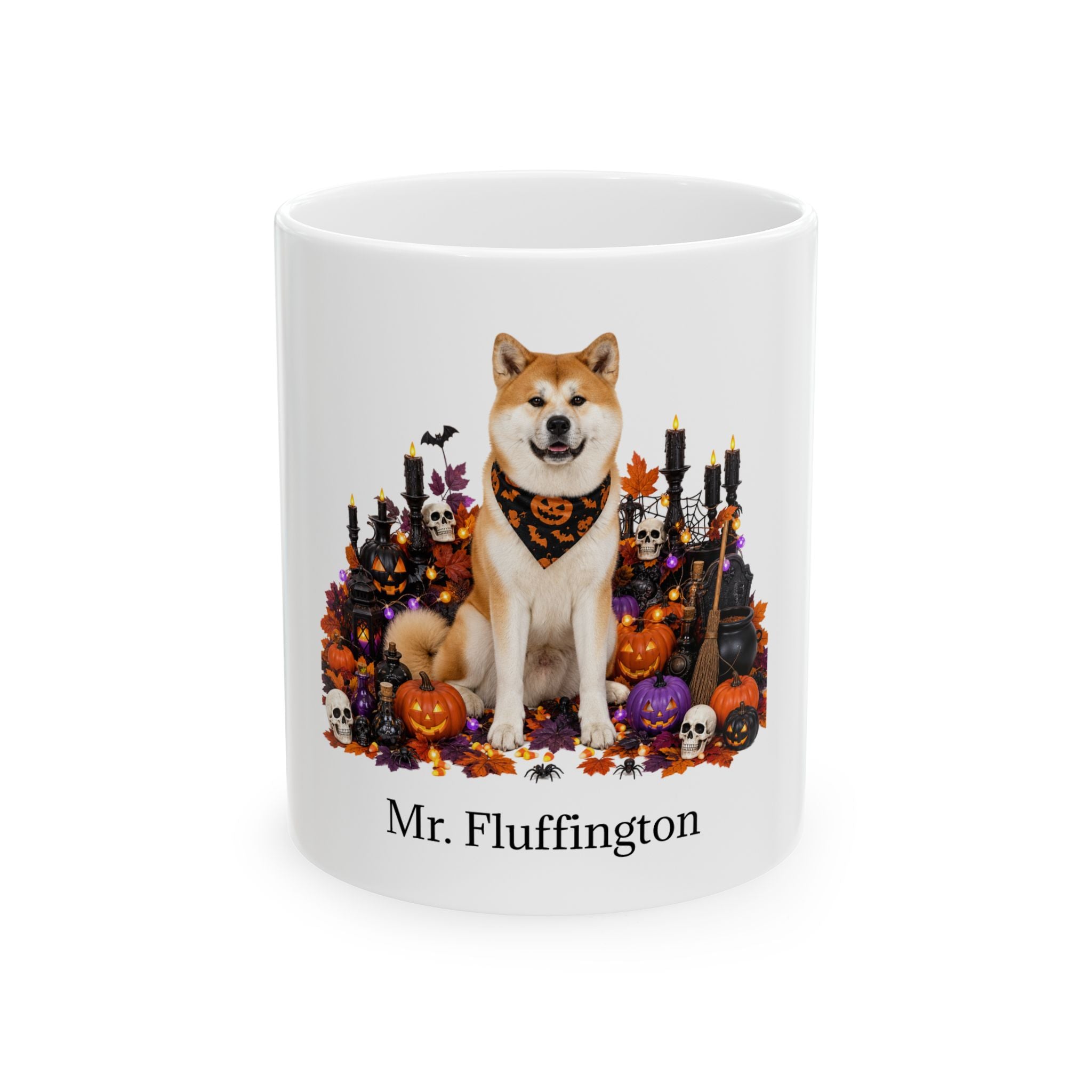 Personalized Akita Dog Mug – Custom Pet Name Halloween Gift