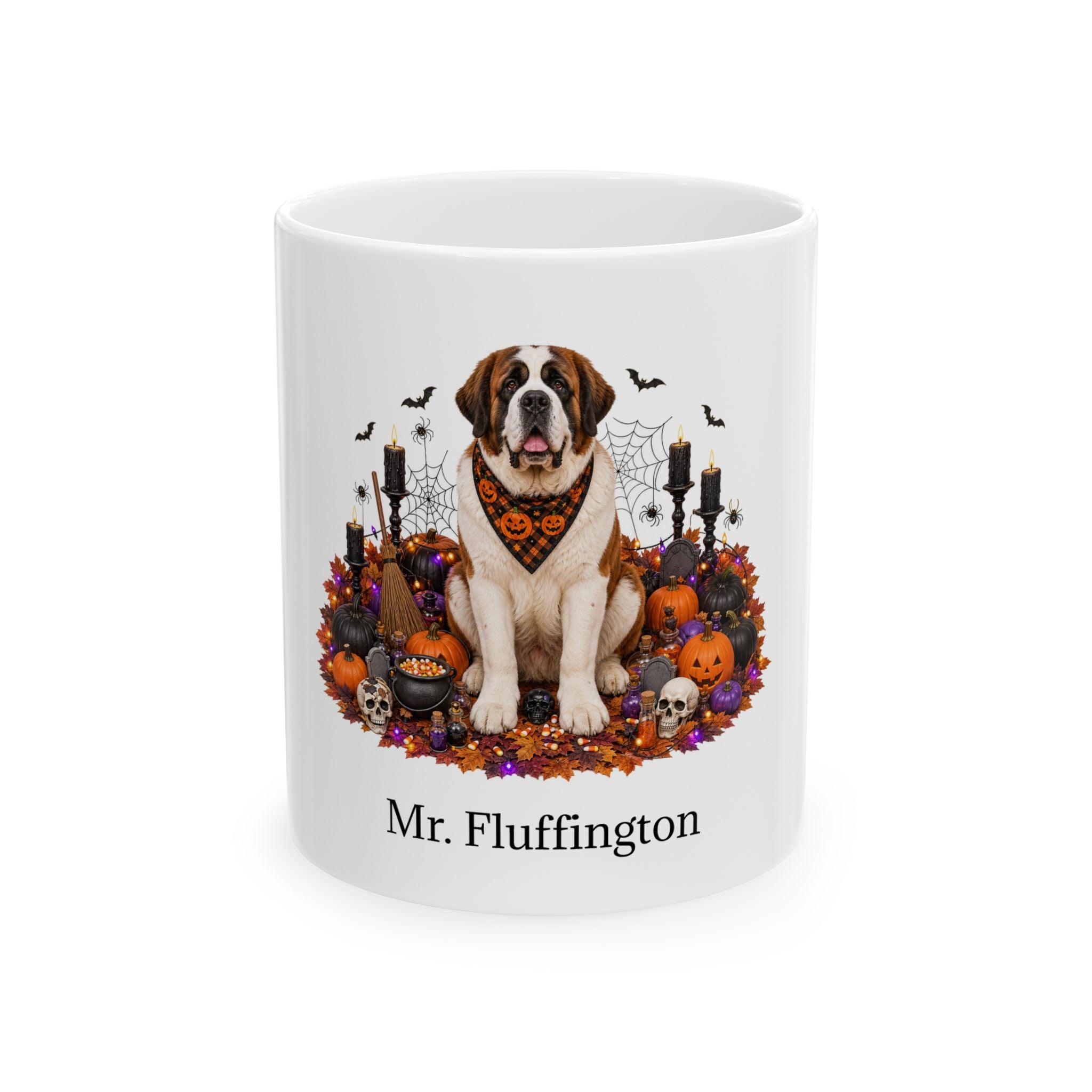 Personalized St. Bernard Halloween Mug – Custom Dog Name Gift