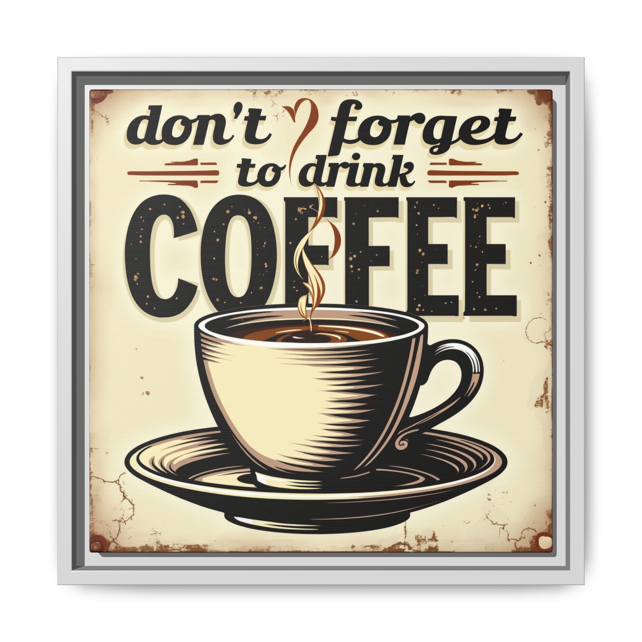 Brevity Brew Retro Coffee Wall Art – 14x14 Framed Matte Canvas Kitchen Decor