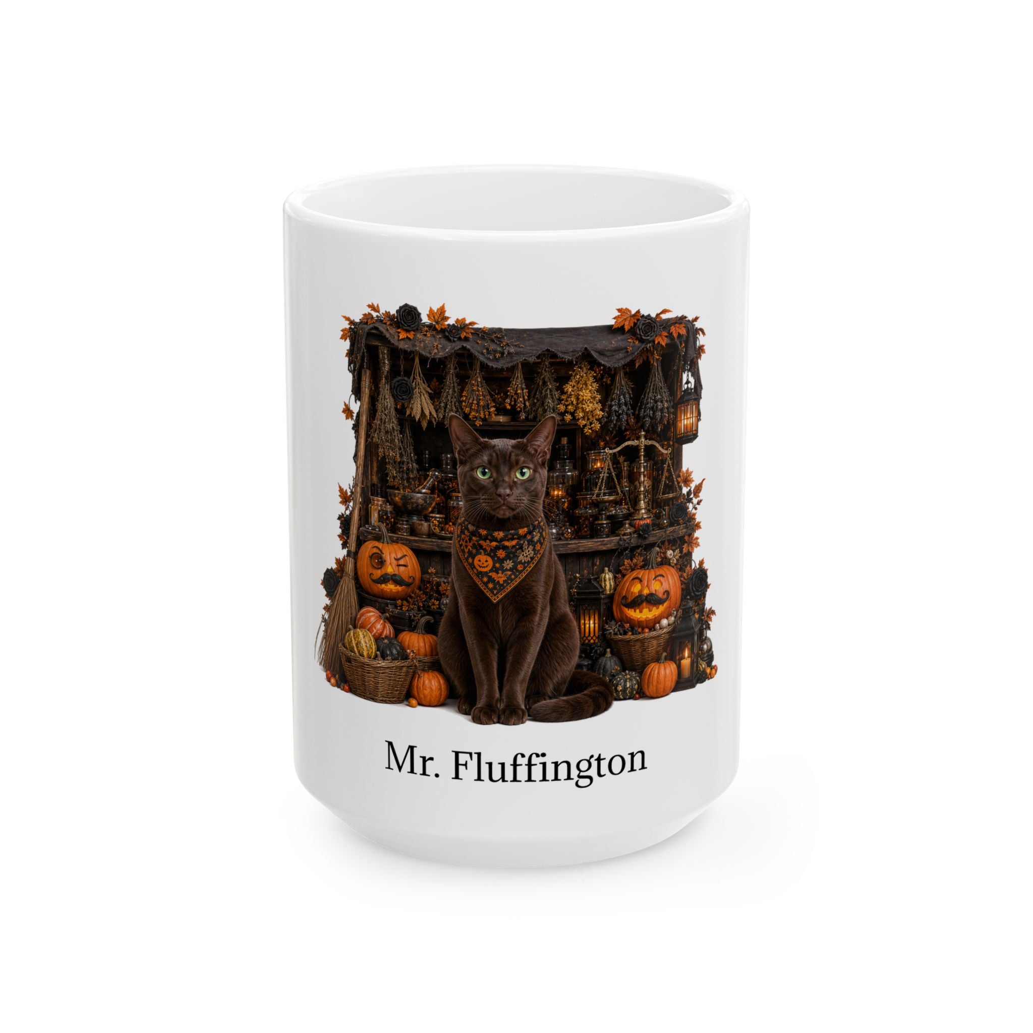 Personalized Havana Brown Cat Halloween Mug – Custom Name