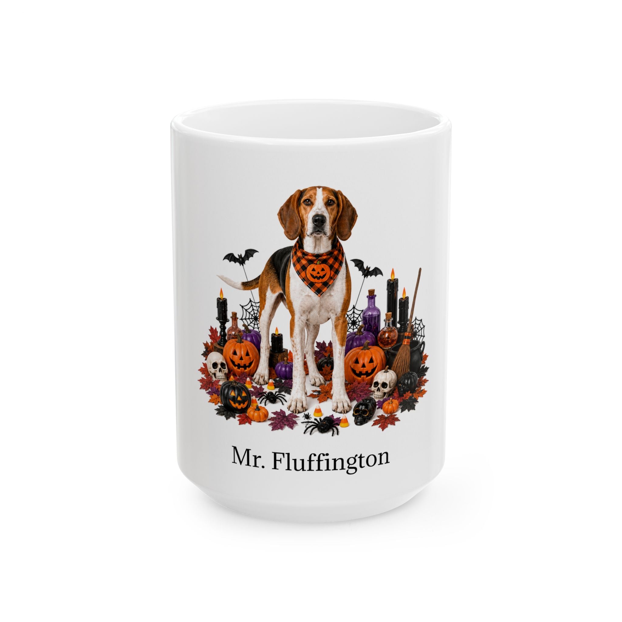 Personalized American Foxhound Dog Mug – Custom Pet Name Halloween Gift