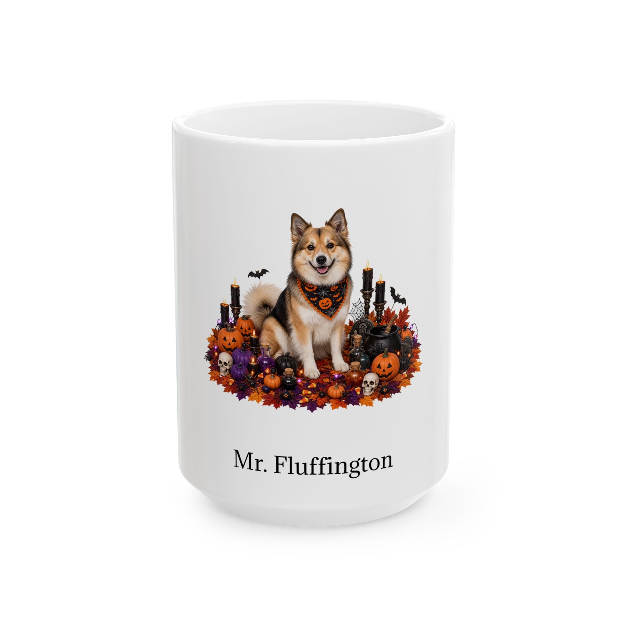 Personalized Icelandic Sheepdog Dog Mug – Custom Pet Name Halloween Gift