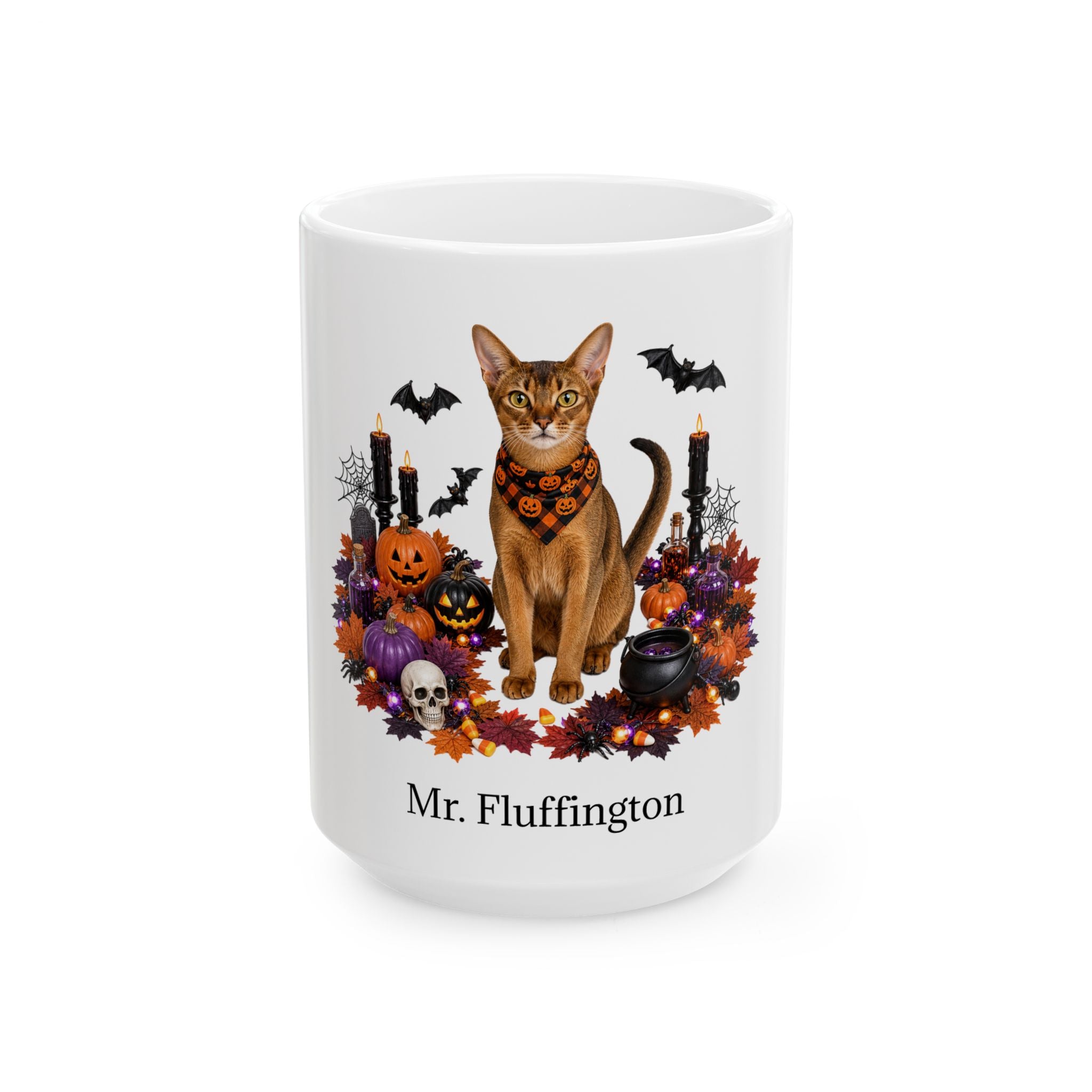 Personalized Abyssinian Cat Halloween Mug – Custom Name