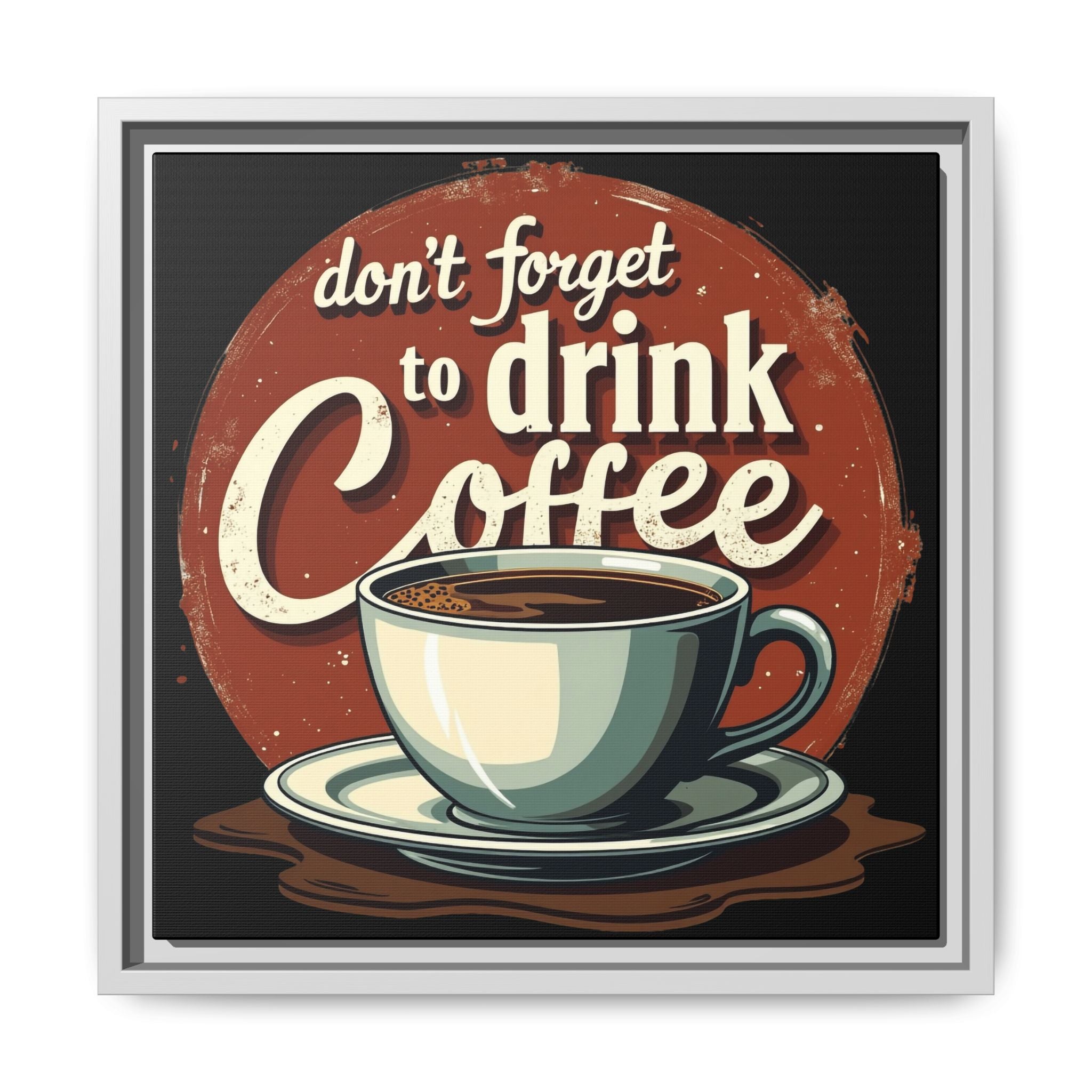 Brevity Brew Coffee Wall Art – 14x14 Framed Matte Canvas Kitchen Decor