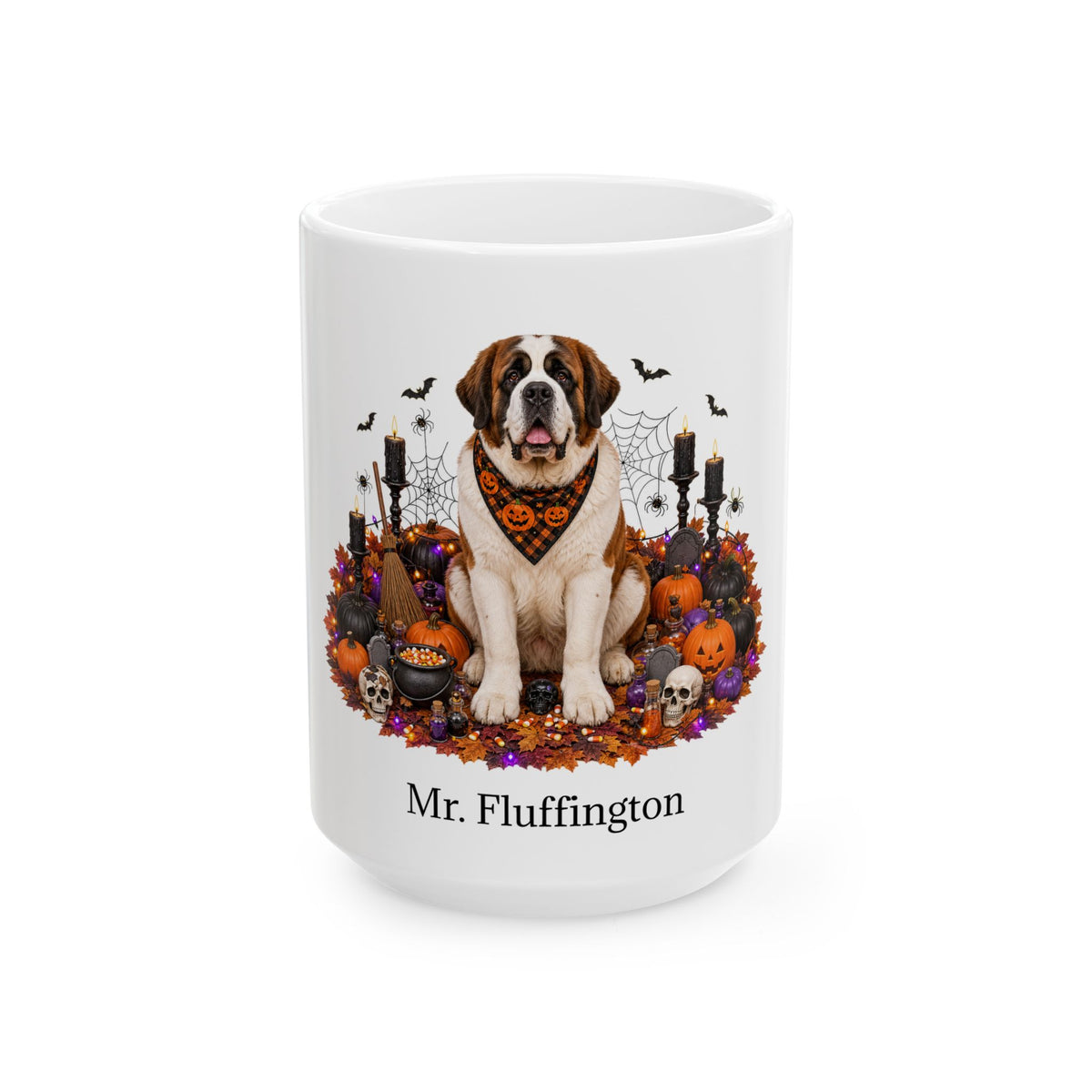 Personalized St. Bernard Halloween Mug – Custom Dog Name Gift