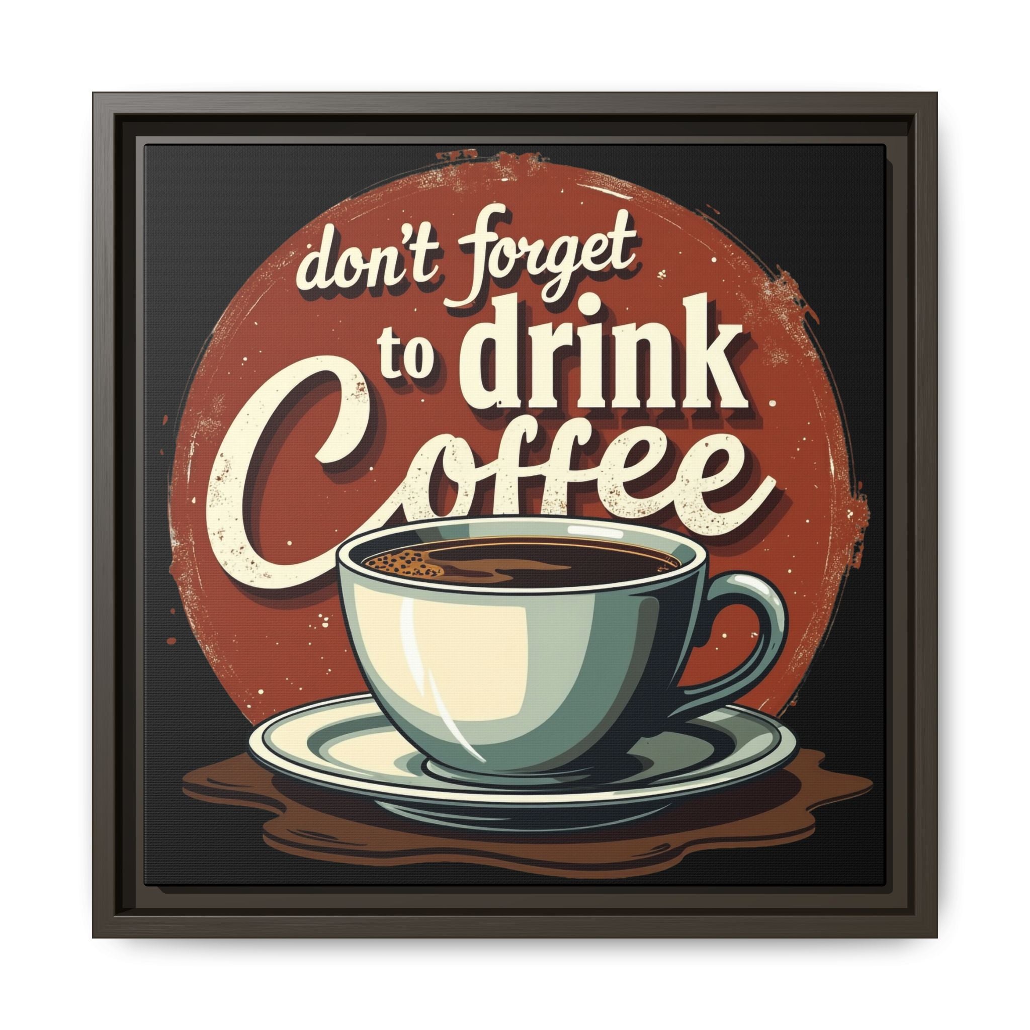 Brevity Brew Coffee Wall Art – 14x14 Framed Matte Canvas Kitchen Decor