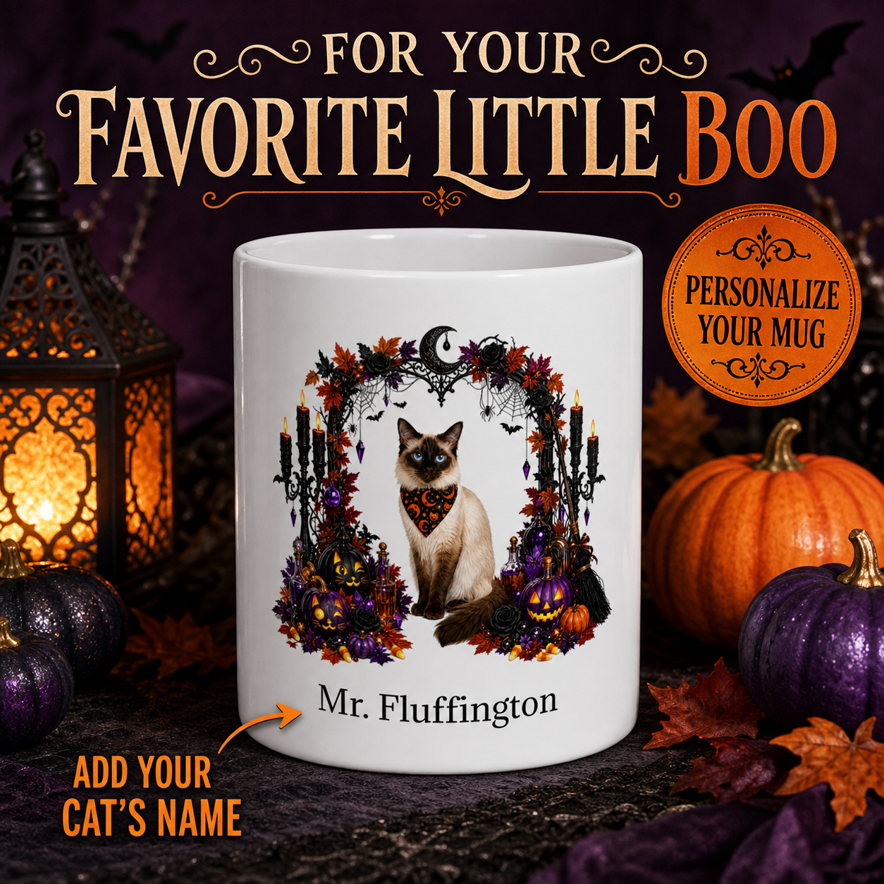 Personalized Balinese Cat Halloween Mug – Custom Name