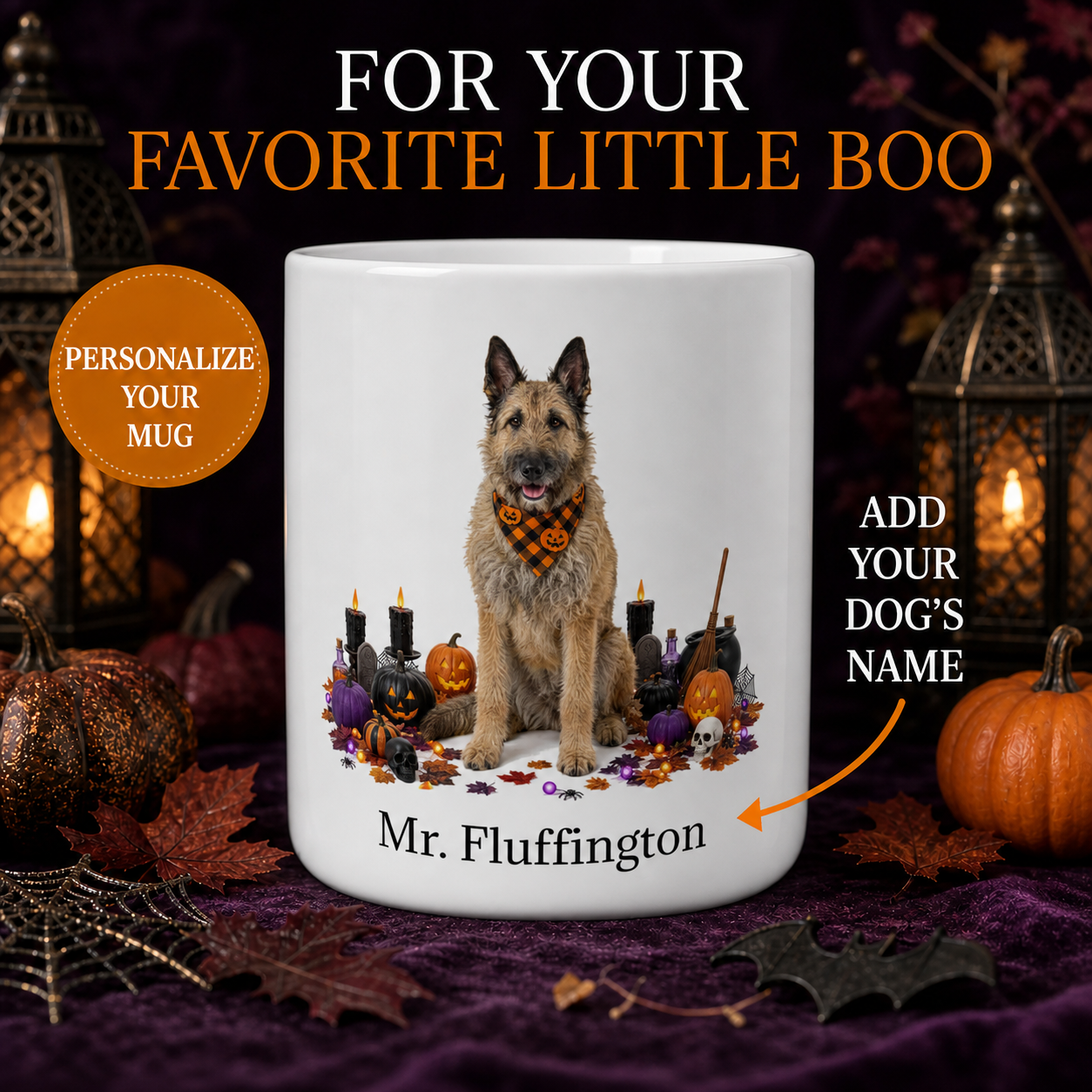 Personalized Belgian Shepherd Laekenois Halloween Mug seamless personalized Halloween dog mug hero
