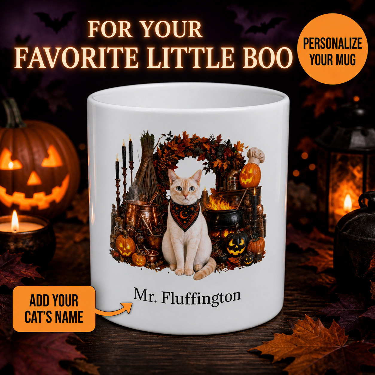 Personalized Colorpoint Shorthair Cat Halloween Mug – Custom Name