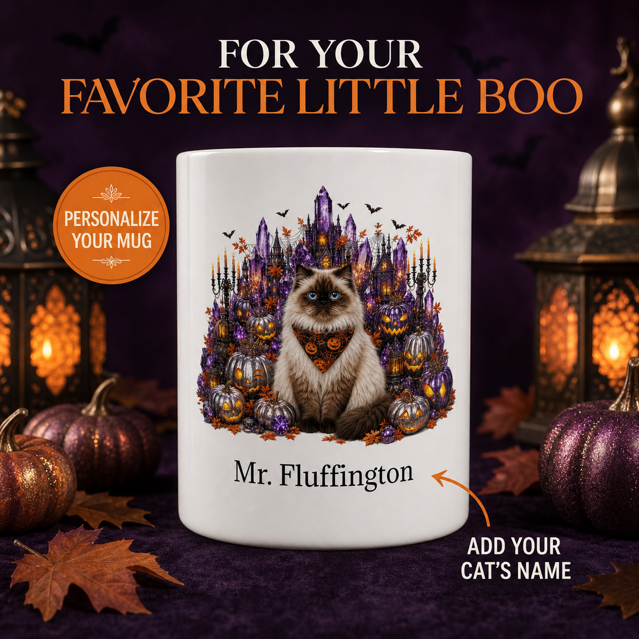 Personalized Himalayan Cat Halloween Mug – Custom Name