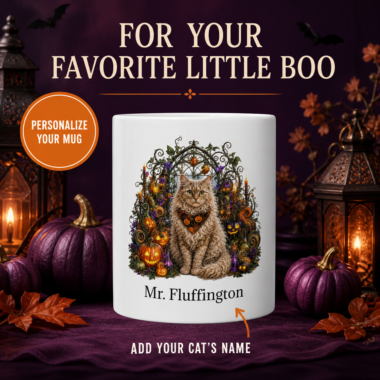 Personalized LaPerm Cat Halloween Mug – Custom Name