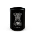 Personalized Irish Terrier black ceramic coffee mug with custom dog name