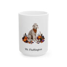 Personalized Bedlington Terrier dog Halloween mug, 11oz white ceramic, with custom pet name on front