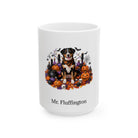 Personalized Entlebucher Mountain dog Halloween mug, 11oz white ceramic, with custom pet name on front