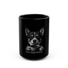 Personalized Norwegian Lundehund black ceramic coffee mug with custom dog name