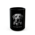 Personalized Labrador Retriever black ceramic coffee mug with custom dog name