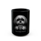 Personalized Shih Tzu black ceramic coffee mug with custom dog name