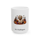 Personalized Petit Basset Griffon Vendeen dog Halloween mug, 11oz white ceramic, with custom pet name on front