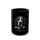 Personalized Beagle black ceramic coffee mug with custom dog name