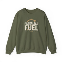 Filterless Fuel Funny Coffee Sweatshirt – Retro Unisex Fleece Crewneck