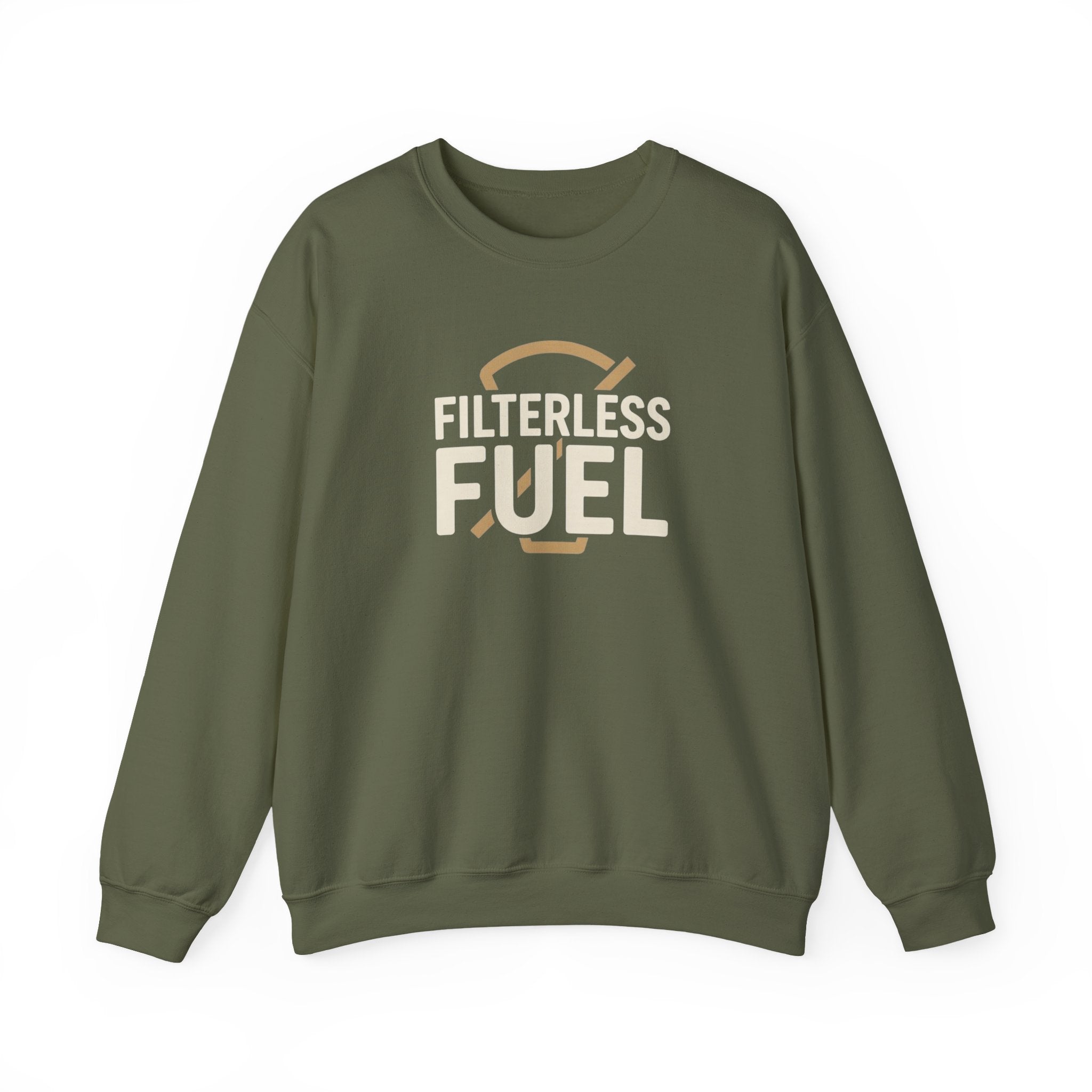 Filterless Fuel Funny Coffee Sweatshirt – Retro Unisex Fleece Crewneck