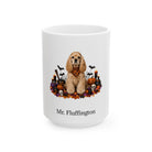 Personalized American Cocker Spaniel dog Halloween mug, 11oz white ceramic, with custom pet name on front