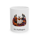 Personalized Bichon Frise dog Halloween mug, 15oz white ceramic, with custom pet name on front