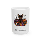 Personalized Russian Toy dog Halloween mug, 15oz white ceramic, with custom pet name on front
