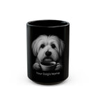 Personalized Coton de Tulear black ceramic coffee mug with custom dog name