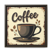 Brevity Brew Coffee Cup Wall Art – 14x14 Framed Matte Canvas Kitchen Sign