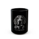Personalized Bracco Italiano black ceramic coffee mug with custom dog name