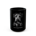 Personalized Airedale Terrier black ceramic coffee mug with custom dog name