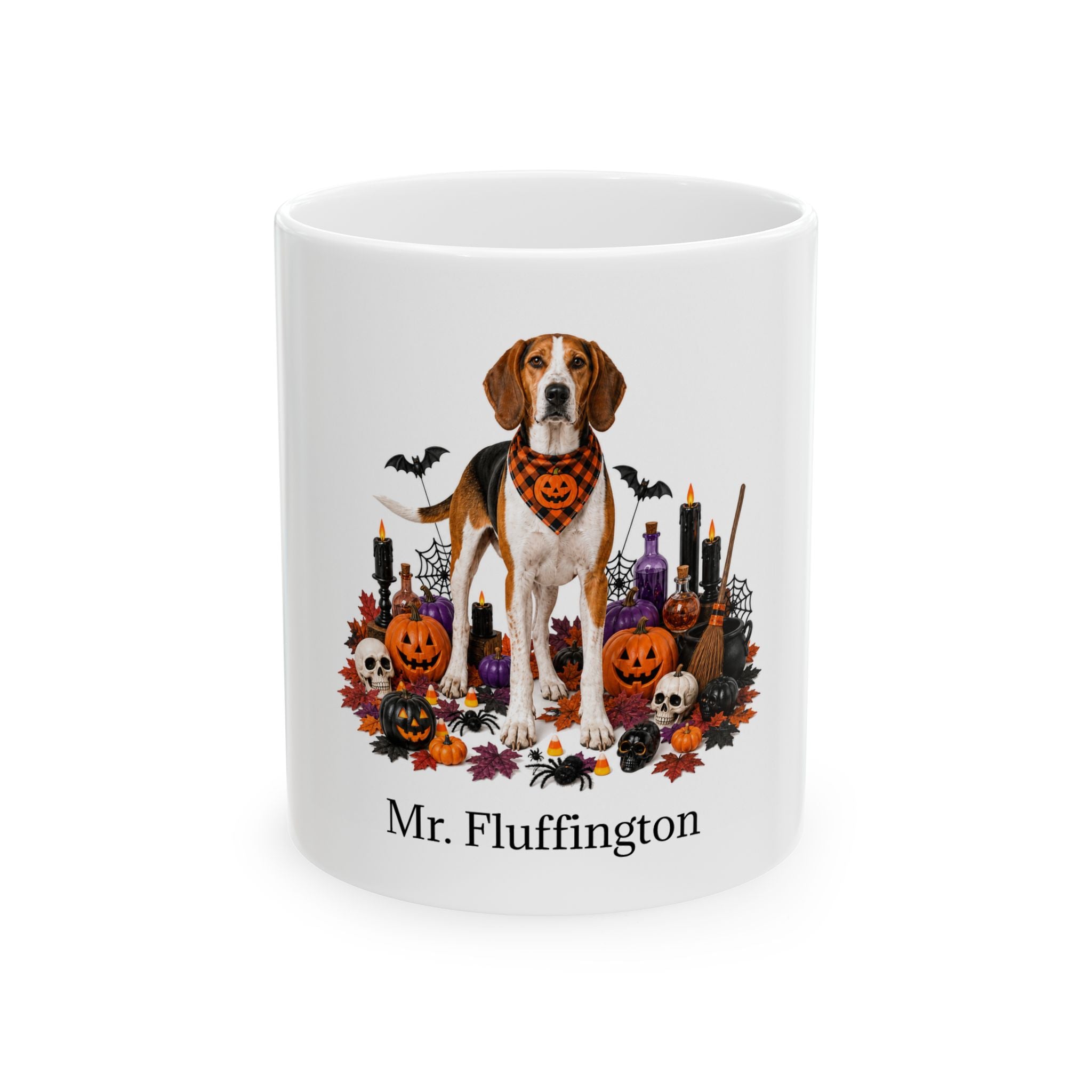 Personalized American Foxhound Dog Mug – Custom Pet Name Halloween Gift