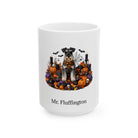 Personalized Standard Schnauzer dog Halloween mug, 15oz white ceramic, with custom pet name on front