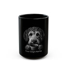 Personalized Aussiedoodle black ceramic coffee mug with custom dog name