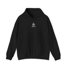 A black hooded sweatshirt featuring a small white graphic of a coffee cup and the text coffee time.