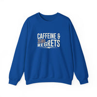Caffeine & Zero Regrets Funny Coffee Sweatshirt | Gildan 18000 Crewneck